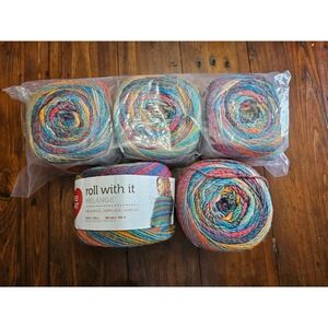 Red Heart Roll With It Melange Yarn Show Time 5.29oz 5 Cakes Multi Color Acrylic